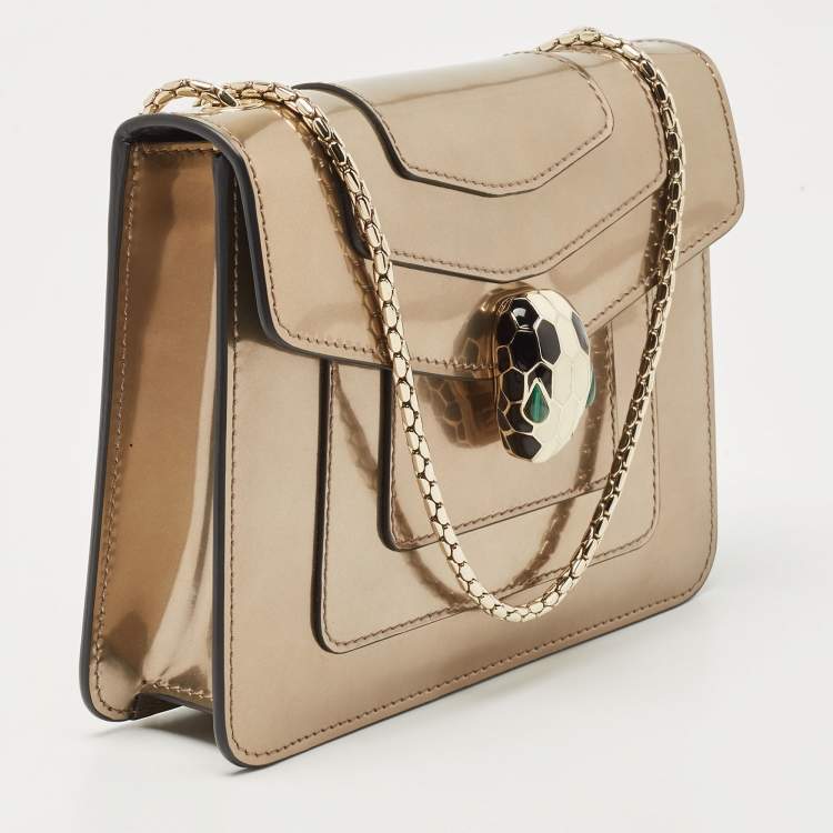 Pre Owned Bvlgari Metallic Patent Leather Small Serpenti Forever Shoulder Bag