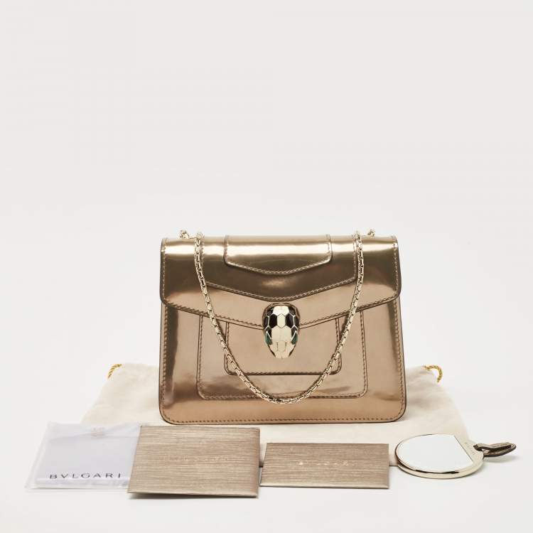 Pre Owned Bvlgari Metallic Patent Leather Small Serpenti Forever Shoulder Bag