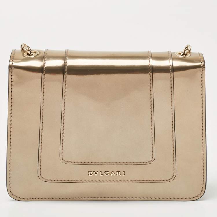 Pre Owned Bvlgari Metallic Patent Leather Small Serpenti Forever Shoulder Bag