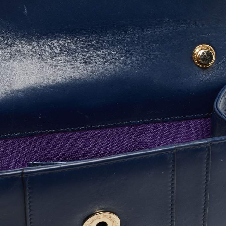 Pre Owned Bvlgari Navy Blue Leather Small Serpenti Forever Shoulder Bag