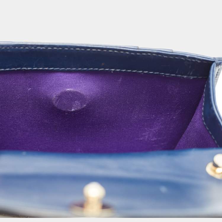 Pre Owned Bvlgari Navy Blue Leather Small Serpenti Forever Shoulder Bag