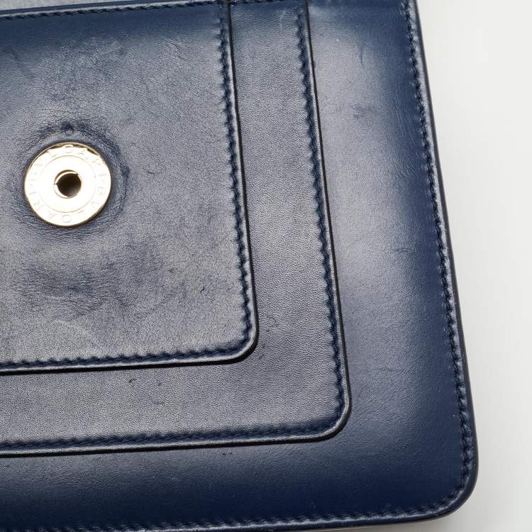 Pre Owned Bvlgari Navy Blue Leather Small Serpenti Forever Shoulder Bag