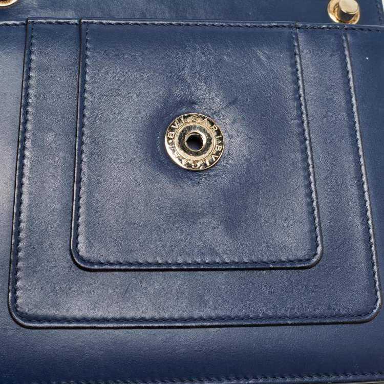 Pre Owned Bvlgari Navy Blue Leather Small Serpenti Forever Shoulder Bag