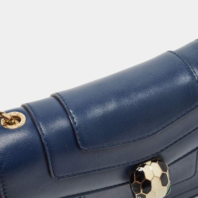 Pre Owned Bvlgari Navy Blue Leather Small Serpenti Forever Shoulder Bag
