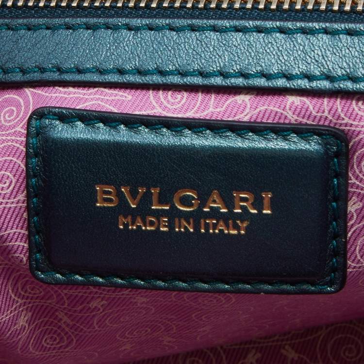 Pre Owned Bvlgari Green Patent Leather Isabella Rossellini Top Handle Bag