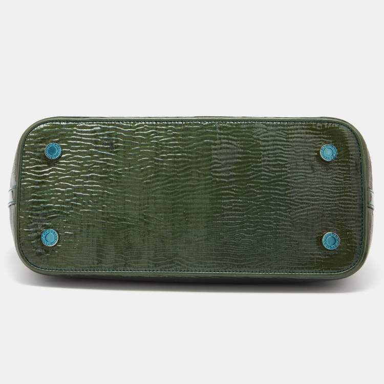 Pre Owned Bvlgari Green Patent Leather Isabella Rossellini Top Handle Bag