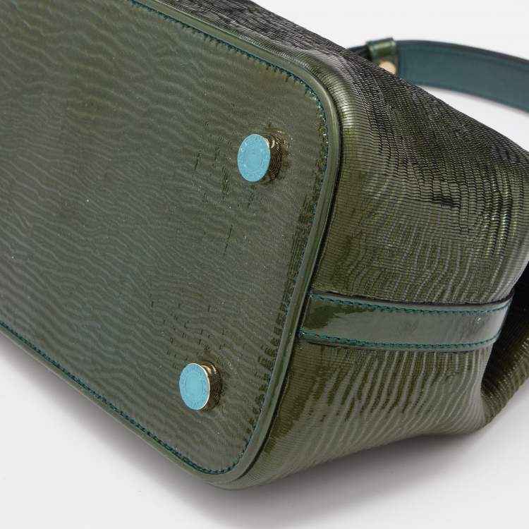 Pre Owned Bvlgari Green Patent Leather Isabella Rossellini Top Handle Bag