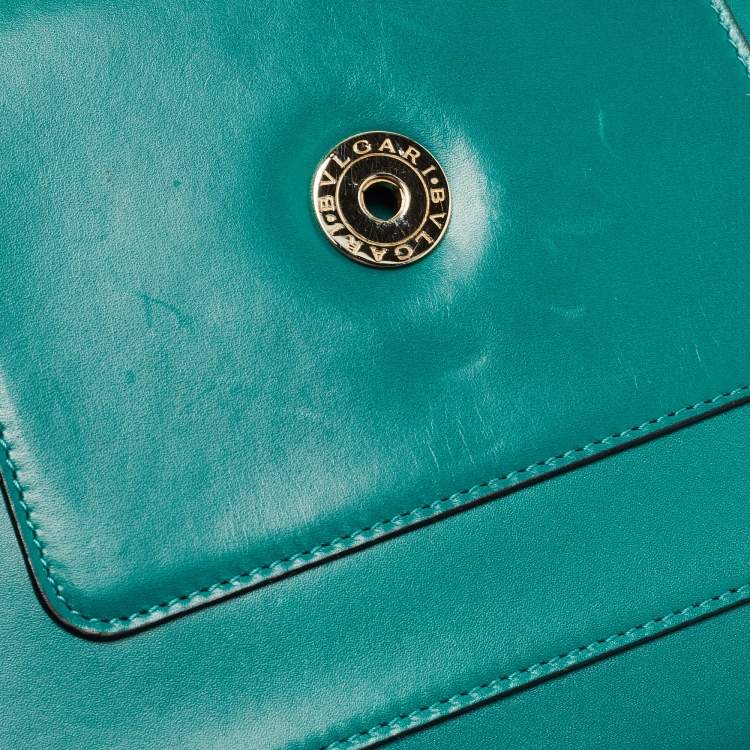 Pre Owned Bvlgari Green Leather Medium Serpenti Forever Flap Shoulder Bag