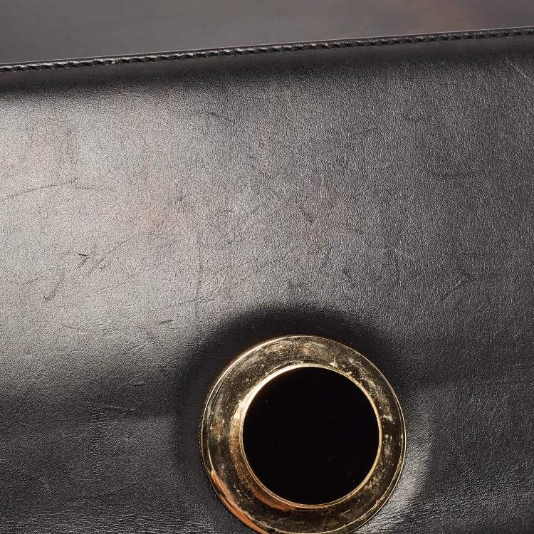 Pre Owned Bvlgari Black Leather and Perspex Flap Cover Shoulder Bag