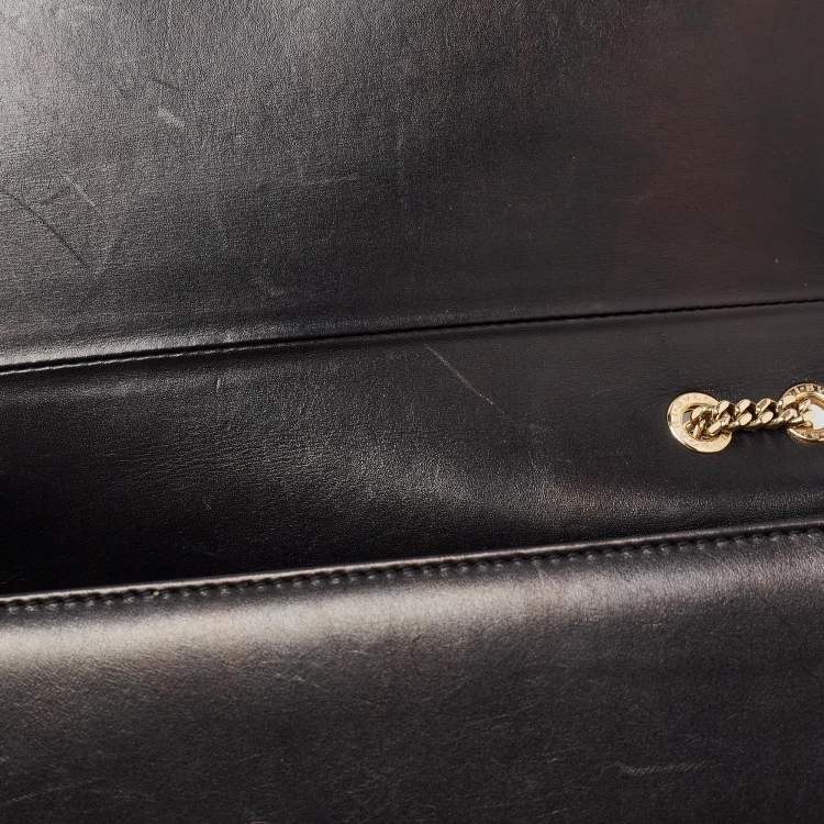 Pre Owned Bvlgari Black Leather and Perspex Flap Cover Shoulder Bag