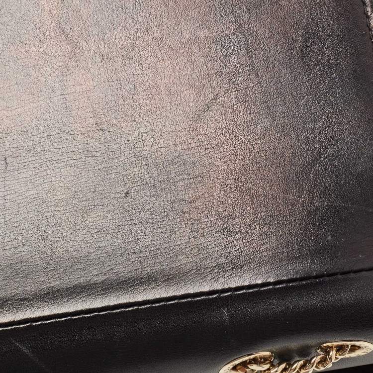 Pre Owned Bvlgari Black Leather and Perspex Flap Cover Shoulder Bag
