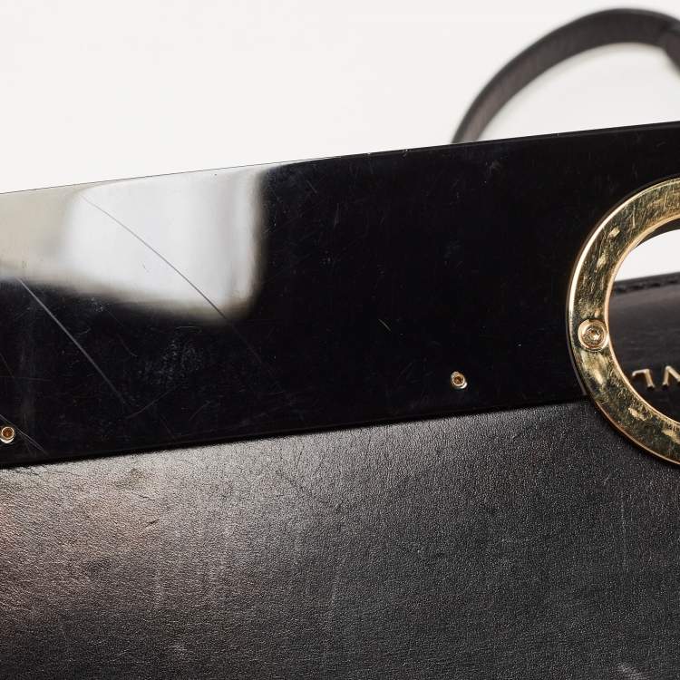 Pre Owned Bvlgari Black Leather and Perspex Flap Cover Shoulder Bag