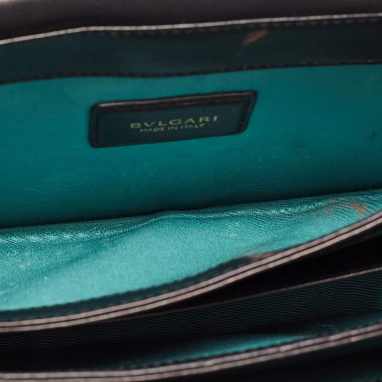 Pre Owned Bvlgari Black Leather and Perspex Flap Cover Shoulder Bag