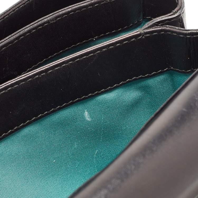 Pre Owned Bvlgari Black Leather and Perspex Flap Cover Shoulder Bag