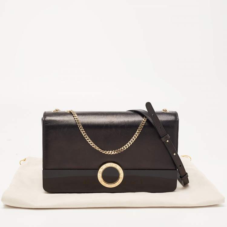 Pre Owned Bvlgari Black Leather and Perspex Flap Cover Shoulder Bag