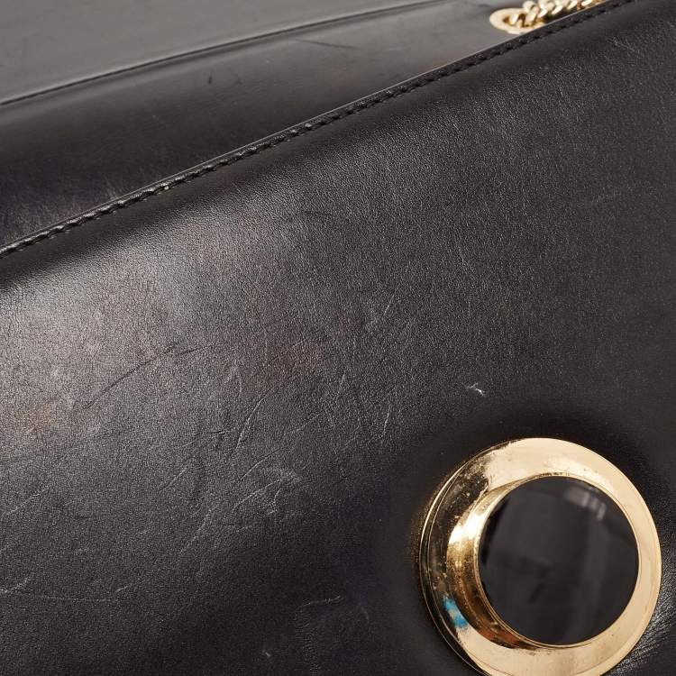 Pre Owned Bvlgari Black Leather and Perspex Flap Cover Shoulder Bag