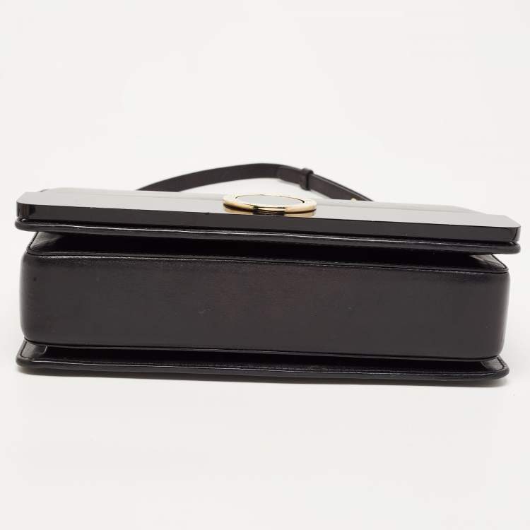 Pre Owned Bvlgari Black Leather and Perspex Flap Cover Shoulder Bag