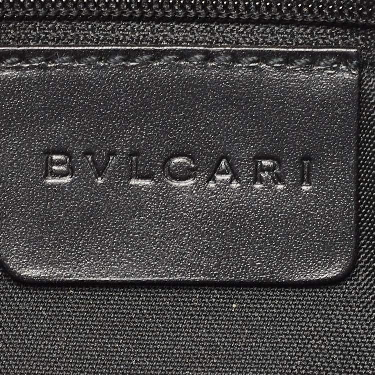 Pre Owned Bvlgari Blue/Black Monogram Canvas and Leather Shoulder Bag