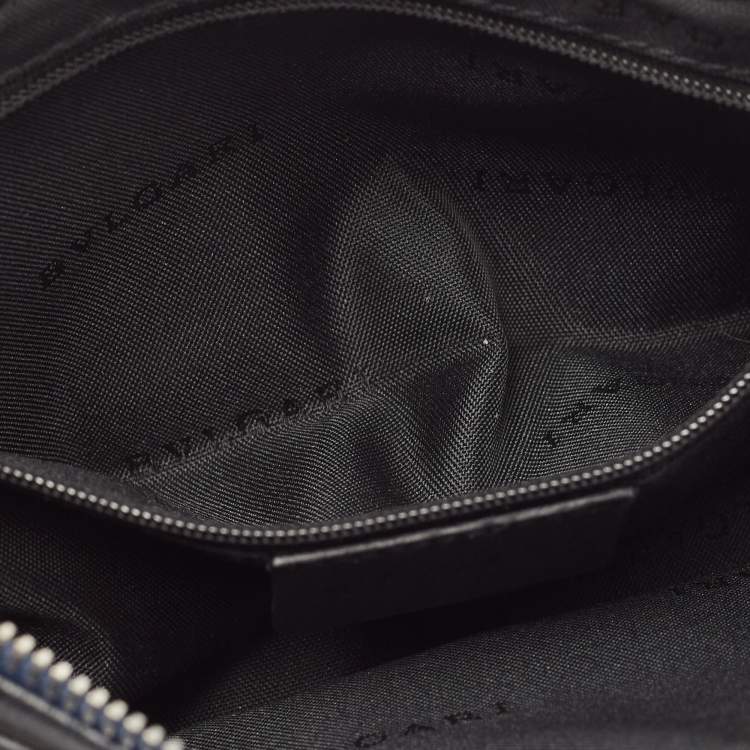 Pre Owned Bvlgari Blue/Black Monogram Canvas and Leather Shoulder Bag