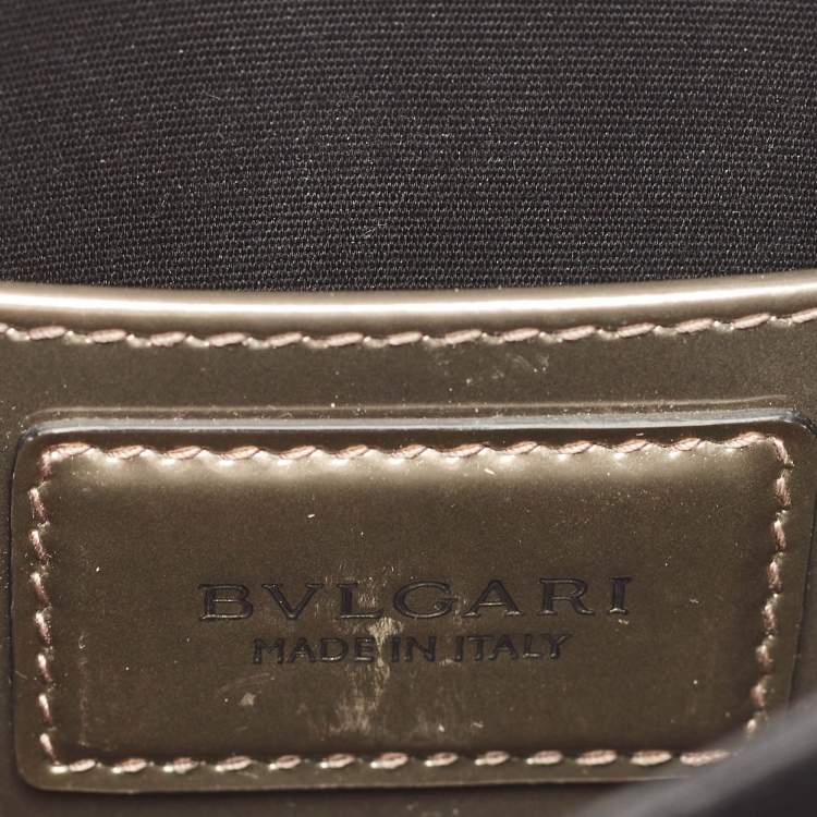 Pre Owned Bvlgari Rose Gold Patent Leather Serpenti Forever Top Handle Bag