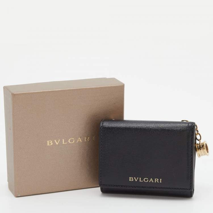 Pre Owned Bvlgari Black Leather B-Zero1 Trifold Wallet