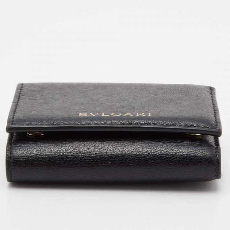 Pre Owned Bvlgari Black Leather B-Zero1 Trifold Wallet