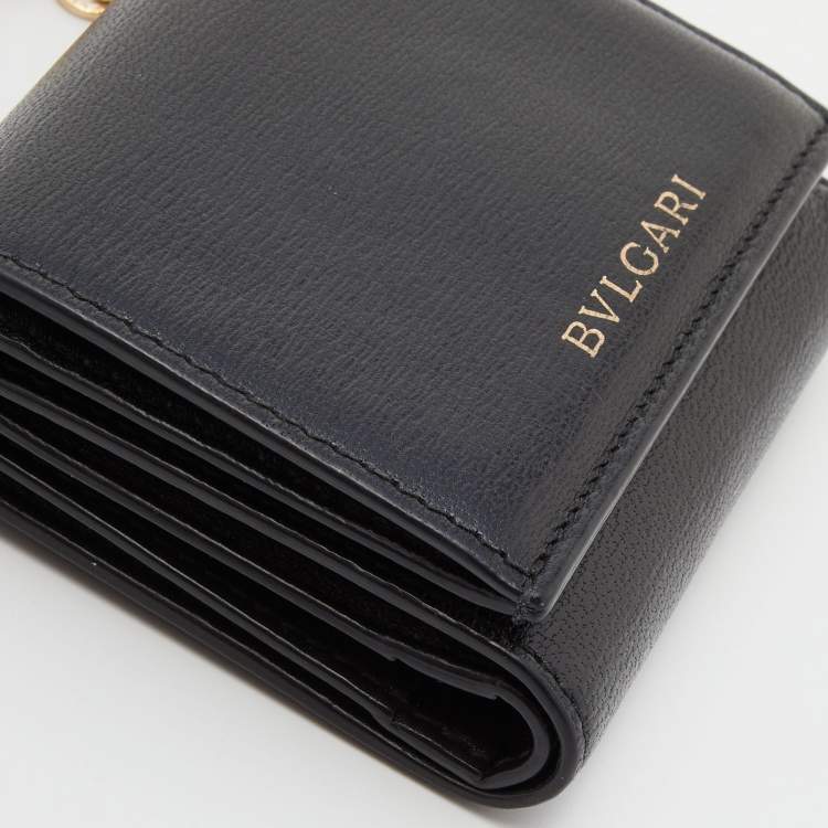 Pre Owned Bvlgari Black Leather B-Zero1 Trifold Wallet