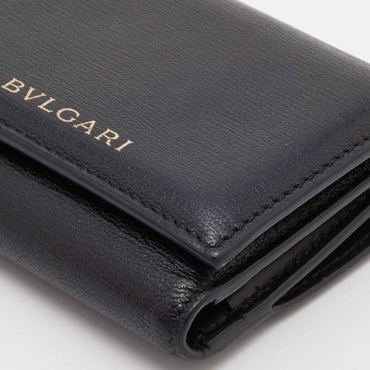 Pre Owned Bvlgari Black Leather B-Zero1 Trifold Wallet