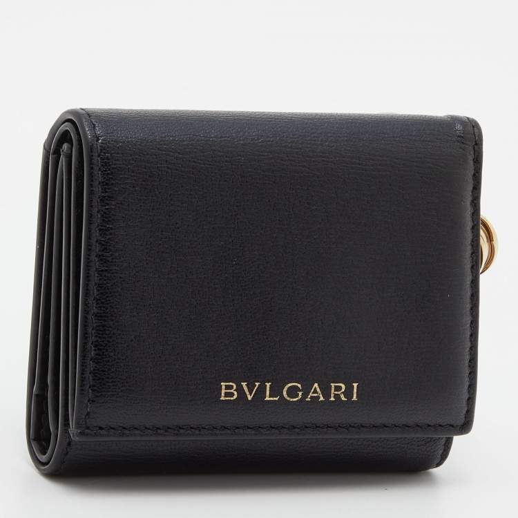 Pre Owned Bvlgari Black Leather B-Zero1 Trifold Wallet