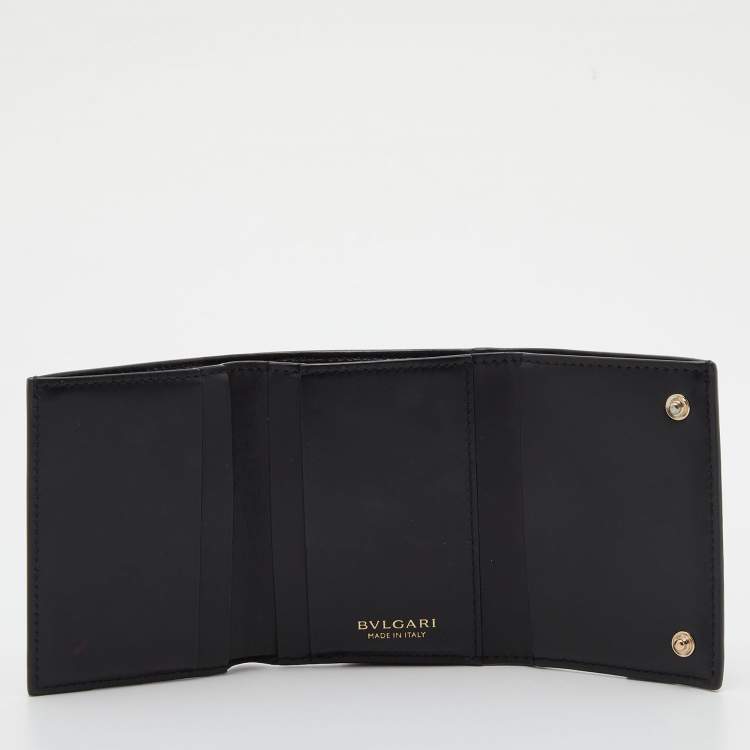 Pre Owned Bvlgari Black Leather B-Zero1 Trifold Wallet