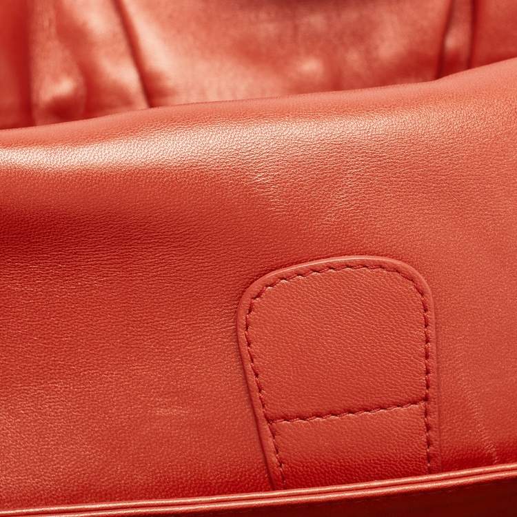 Pre Owned Bvlgari Brick Brown Pleated Leather Plisse Tote