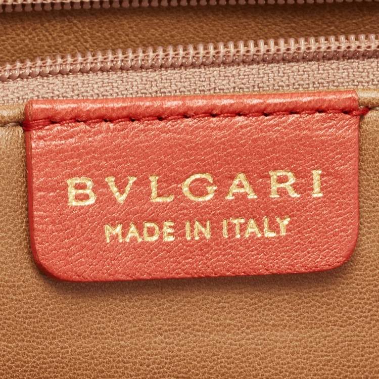 Pre Owned Bvlgari Brick Brown Pleated Leather Plisse Tote