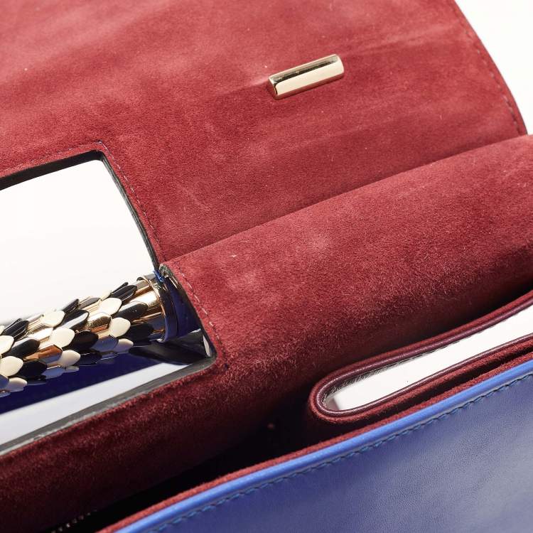 Pre Owned Bvlgari Blue Leather Scaglie Serpenti Tote