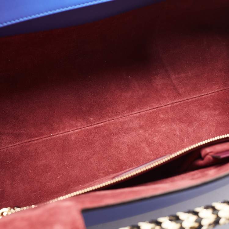Pre Owned Bvlgari Blue Leather Scaglie Serpenti Tote