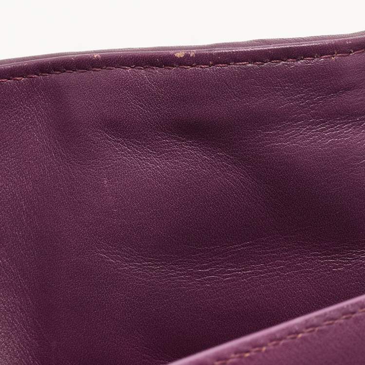 Pre Owned Bvlgari Purple Pleated Leather Twistino Tina Tote