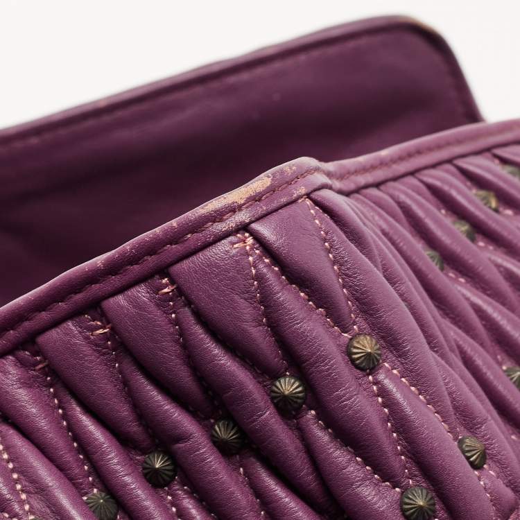 Pre Owned Bvlgari Purple Pleated Leather Twistino Tina Tote