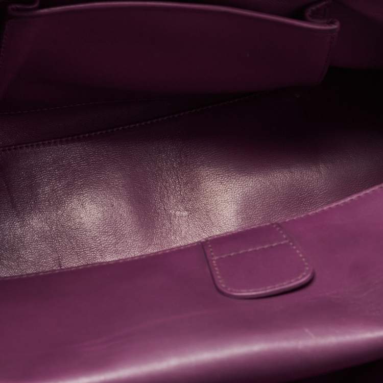 Pre Owned Bvlgari Purple Pleated Leather Twistino Tina Tote