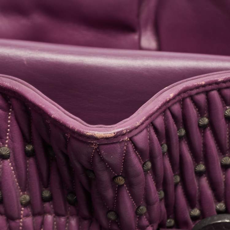 Pre Owned Bvlgari Purple Pleated Leather Twistino Tina Tote
