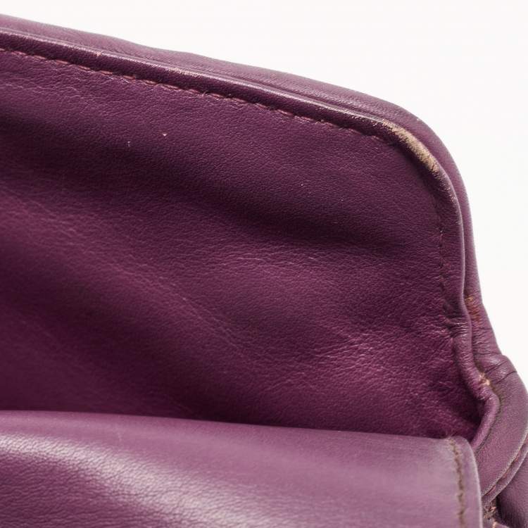 Pre Owned Bvlgari Purple Pleated Leather Twistino Tina Tote