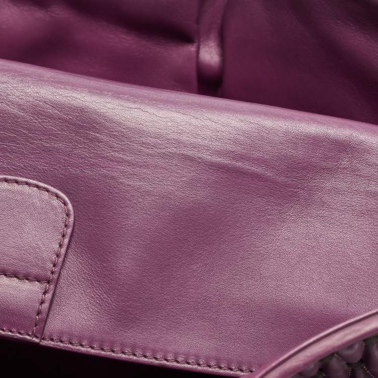 Pre Owned Bvlgari Purple Pleated Leather Twistino Tina Tote