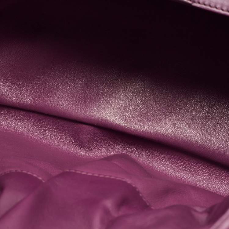 Pre Owned Bvlgari Purple Pleated Leather Twistino Tina Tote