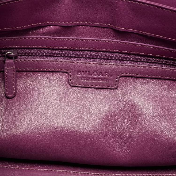 Pre Owned Bvlgari Purple Pleated Leather Twistino Tina Tote