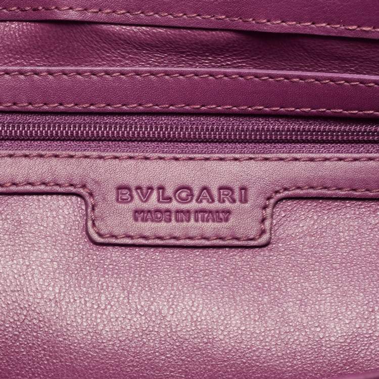 Pre Owned Bvlgari Purple Pleated Leather Twistino Tina Tote