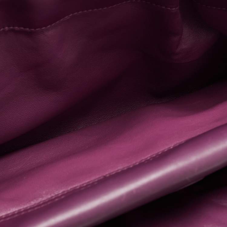 Pre Owned Bvlgari Purple Pleated Leather Twistino Tina Tote