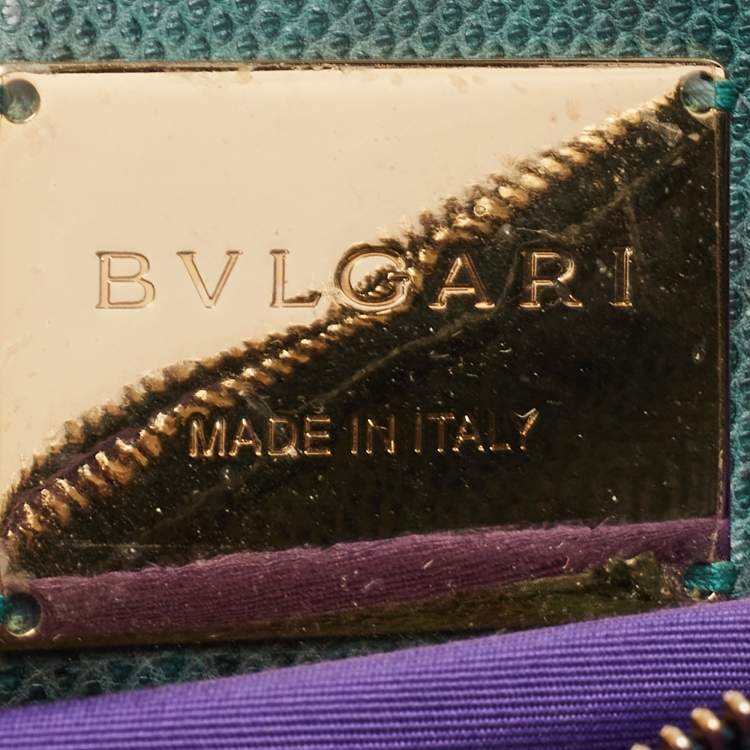 Pre Owned Bvlgari Green/Black Karung Leather Serpenti Forever Flap Shoulder Bag