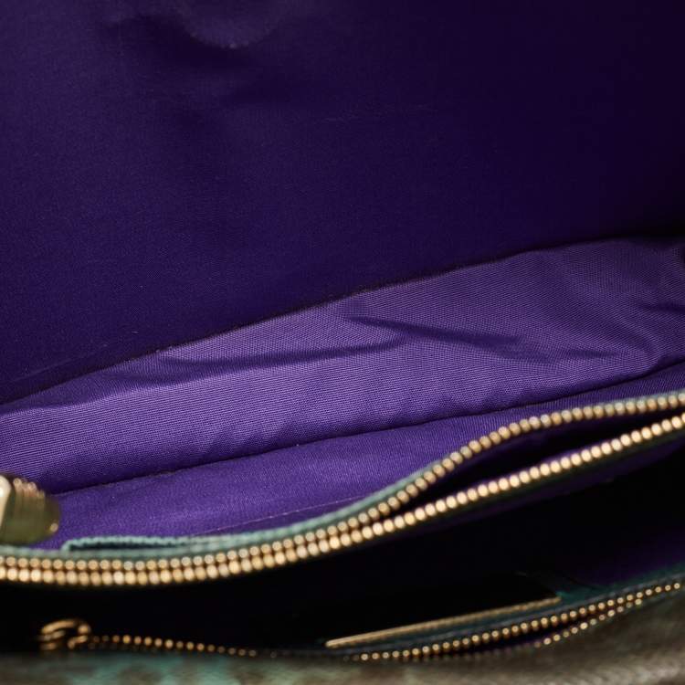 Pre Owned Bvlgari Green/Black Karung Leather Serpenti Forever Flap Shoulder Bag