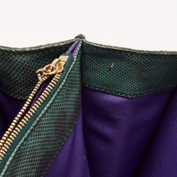 Pre Owned Bvlgari Green/Black Karung Leather Serpenti Forever Flap Shoulder Bag