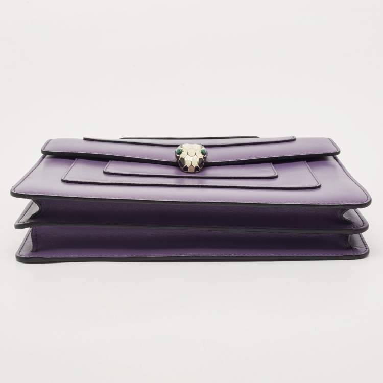 Pre Owned Bvlgari Purple Leather Medium Serpenti Forever Shoulder Bag