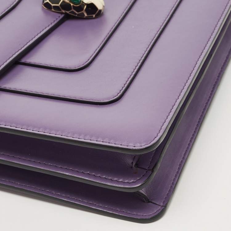 Pre Owned Bvlgari Purple Leather Medium Serpenti Forever Shoulder Bag