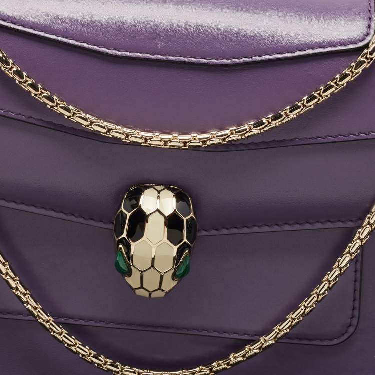 Pre Owned Bvlgari Purple Leather Medium Serpenti Forever Shoulder Bag